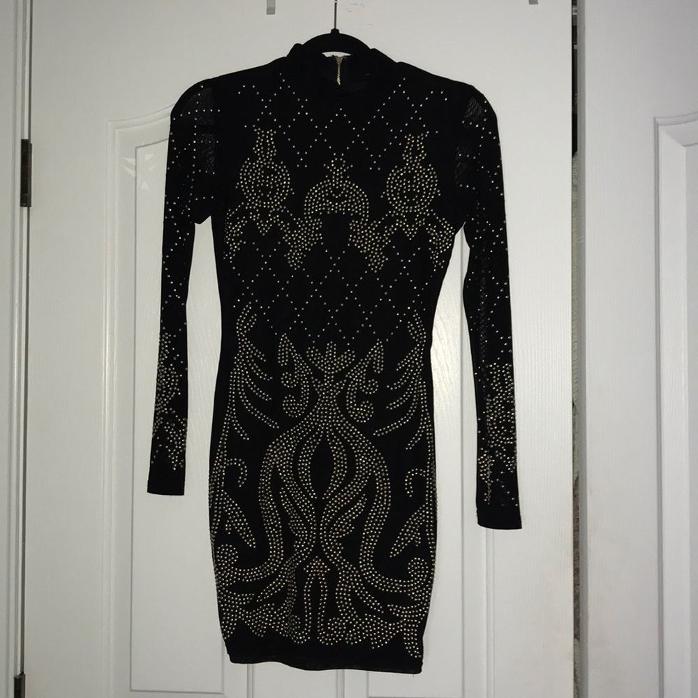 Worn Once Black with Gold Embellishment Dress
